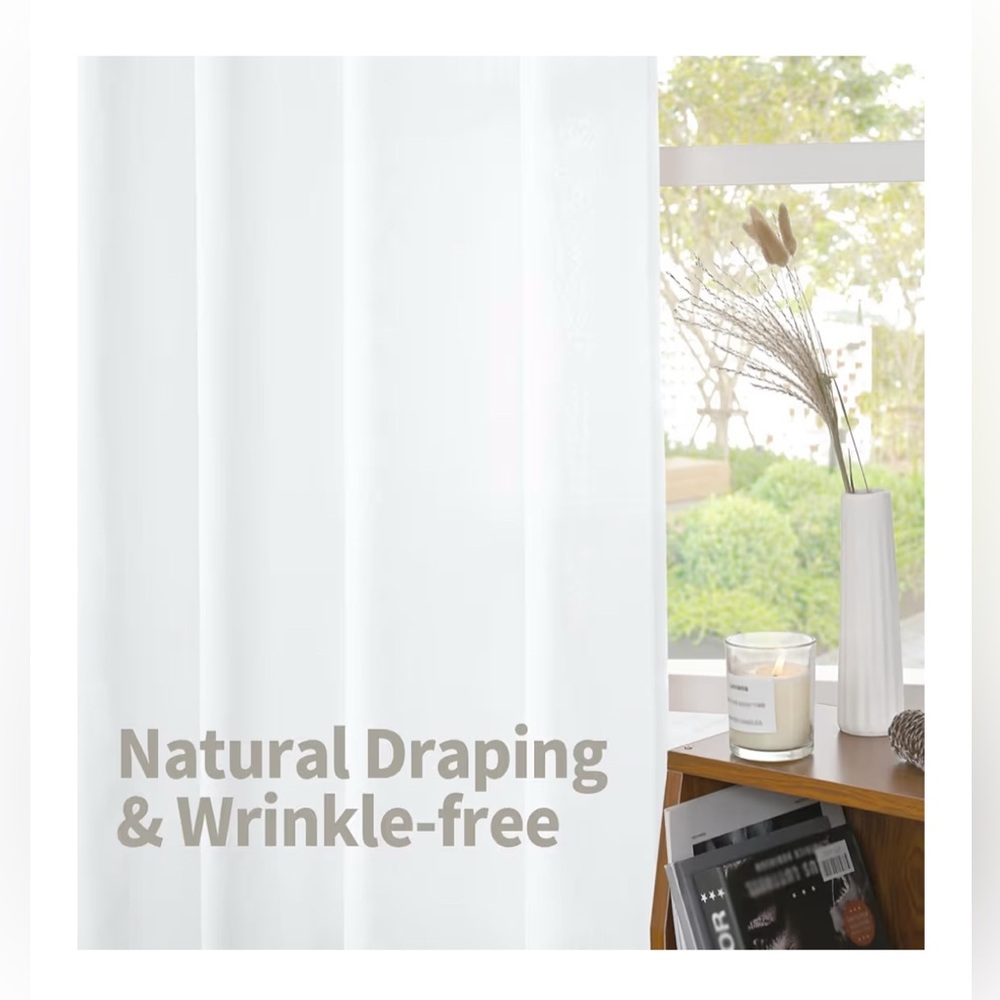 White Linen Curtains - 2 Panels ⭐️ 2 sets available price is PER SET - Picture 9 of 13